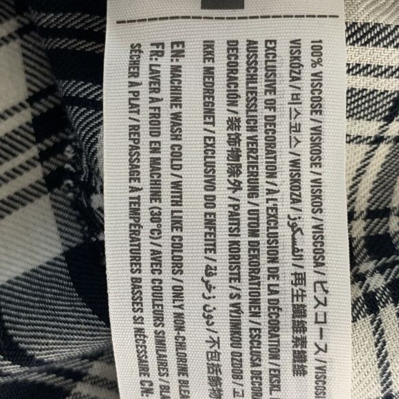 Abercrombie & Fitch B&W Plaid Tunic Women Small Roll Tab Sleeve Pockets - Picture 16 of 16